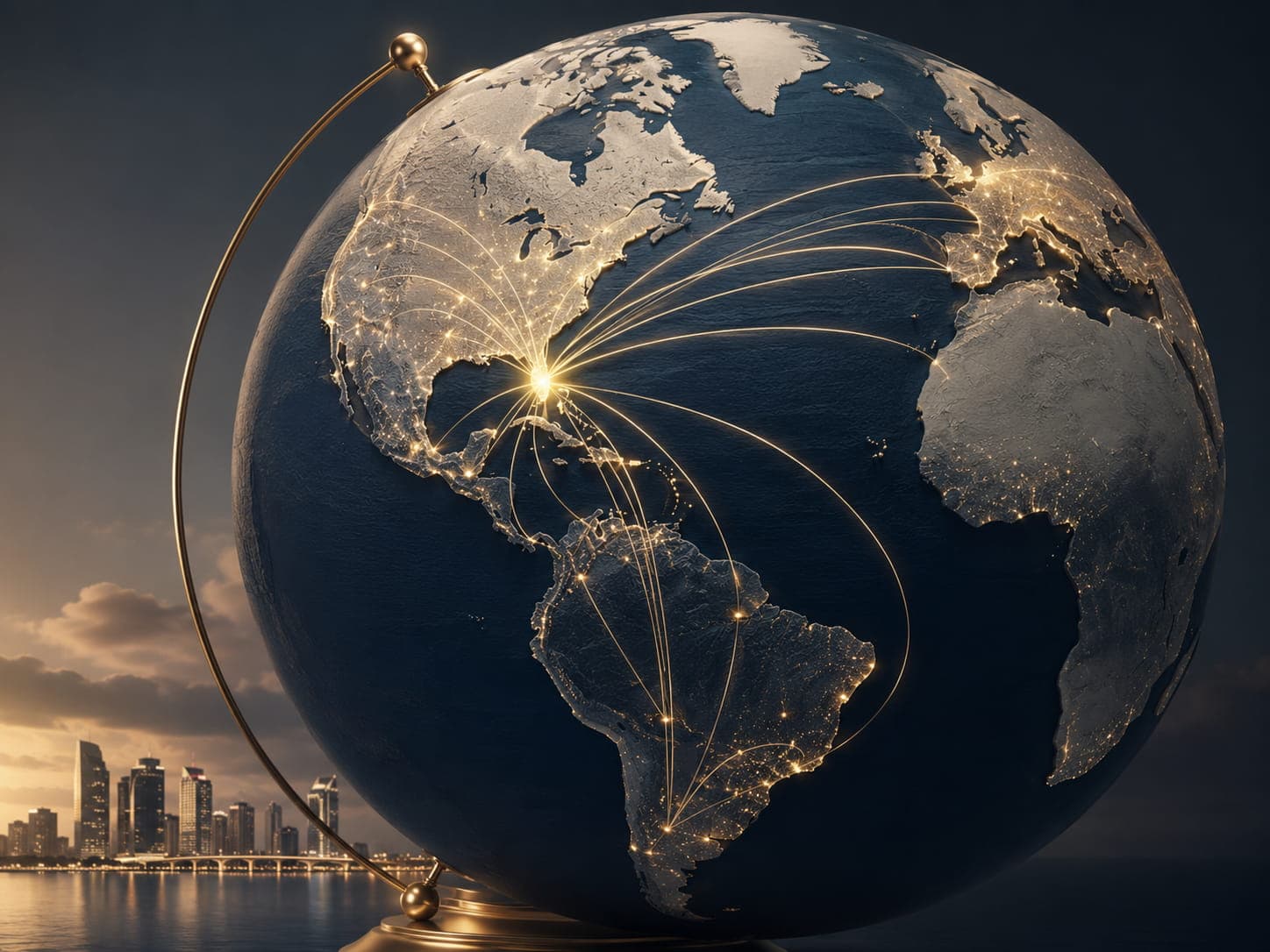 Globo editorial con Miami como conexión entre mercados internacionales